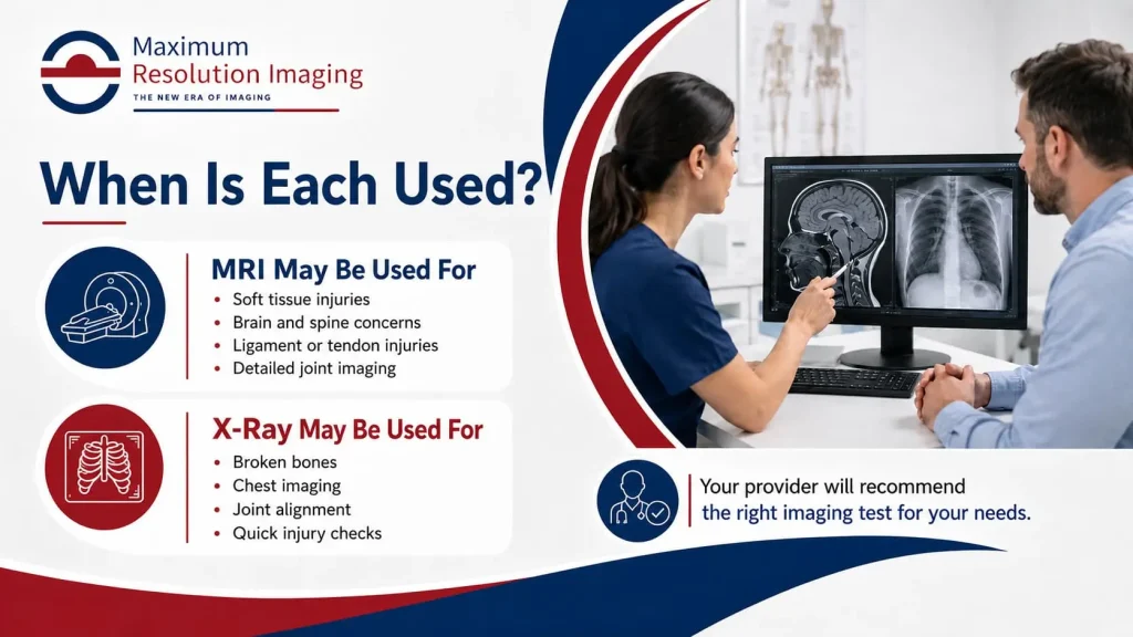 When MRI and X-Ray may be used for different medical concerns